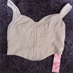 SHEIN Cream Ribbed Tank Top